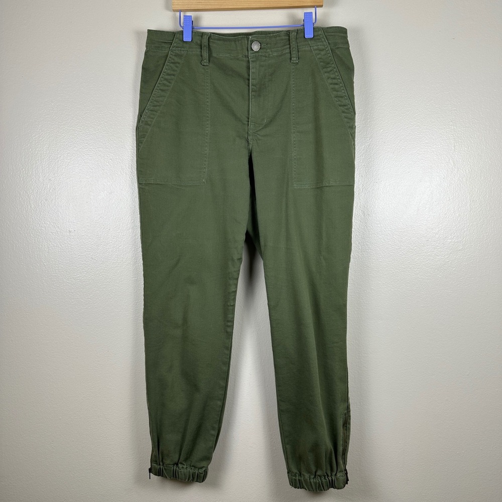 Cabi Women's 8 Utility Jogger Pants Olive Green Ankle Zip Boho Casual